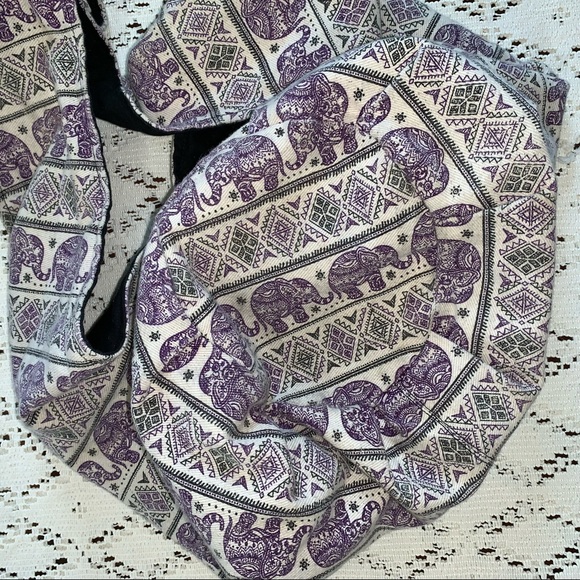Canvas Elephant Print Hobo Sling Bag - Picture 8 of 10
